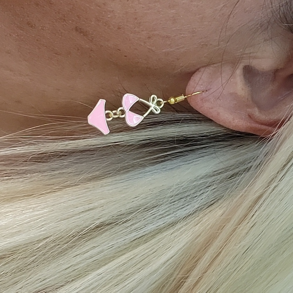 🔥LAST PAIR🔥 TEENY PINK BIKINI DROP EARRINGS